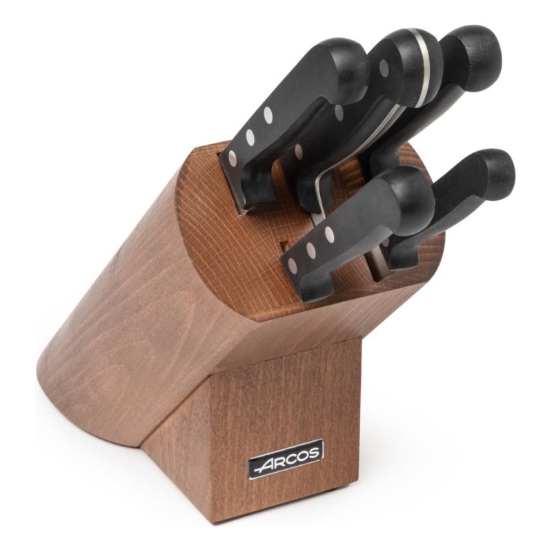 Juego De Cuchillos 5 Piezas Mas Taco De Madera Nogal Arcos - Negro