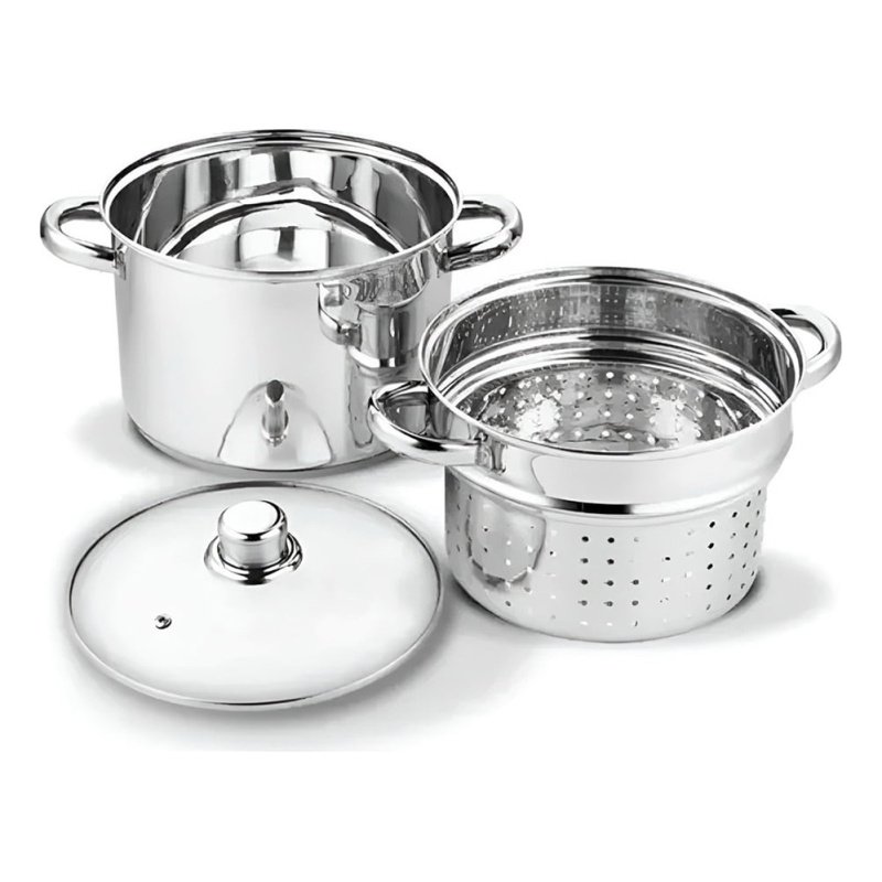 Olla Para Pasta 3 Piezas 8 Litros Acero Inox Induccion