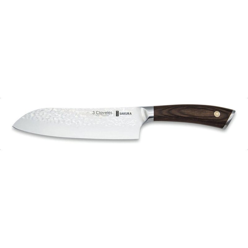 Cuchillo Santoku 17.5cm Sakura 3 Claveles Madera