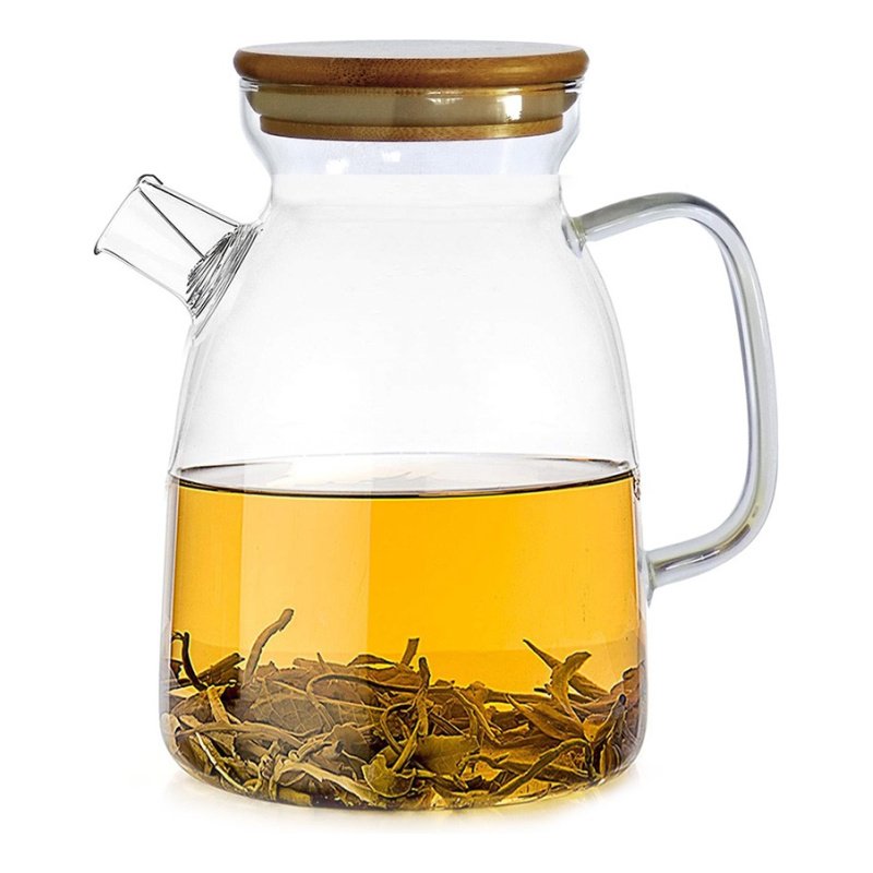 Tetera Vidrio Con Tapa Madera 500ml 16x11x12.5cm - Marrón