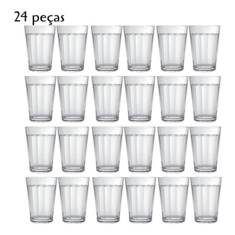 Juego De 24 Vasos De Vidrio Americano Transparente De 190 Ml