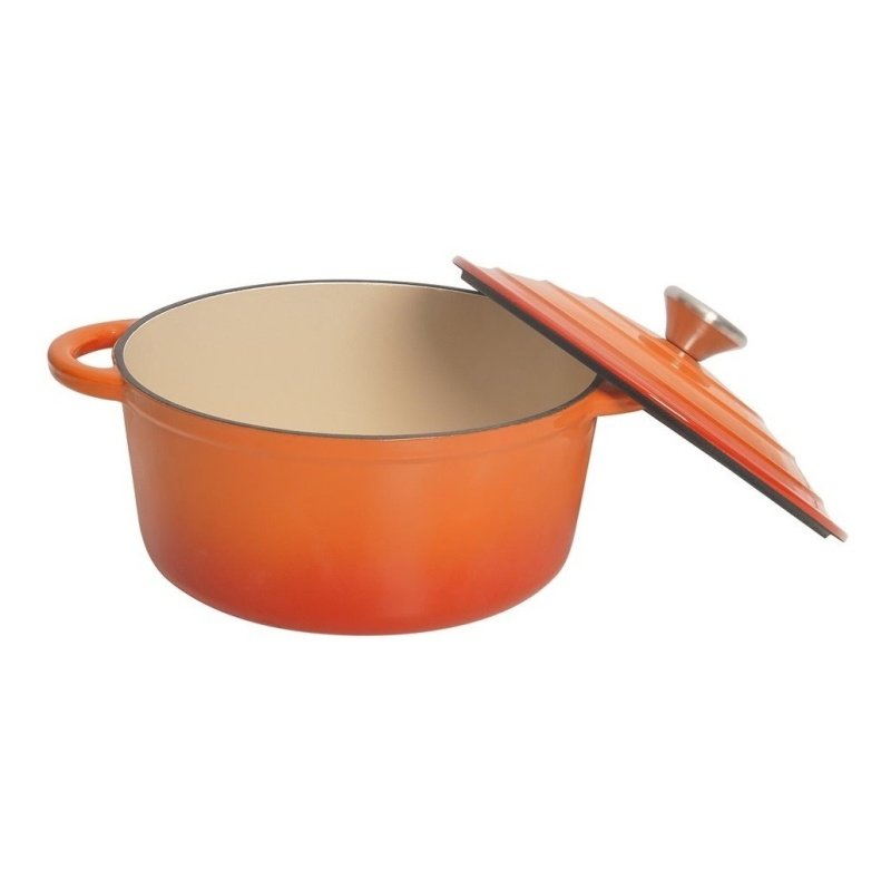 Olla Con Tapa D24x11cm Hierro Fundido Esmaltado Naranja - Naranja