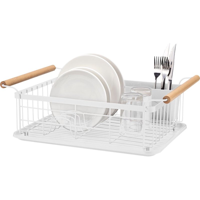 Escurridor Metal Con Asas De Madera Negro. 47x30x16cm