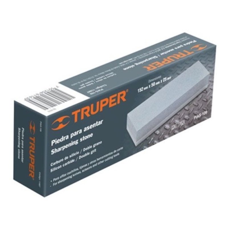 Piedra De Afilar Doble Faz 200x50x25mm Truper - Gris