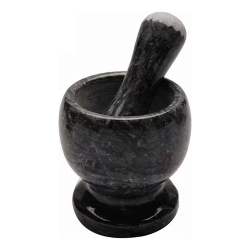 Mortero De Mármol Blanco - Negro