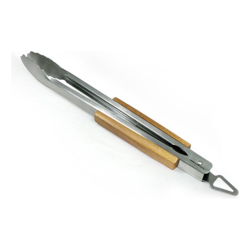 Pinza Para Asado Acero Inoxidable Mango Madera. 46cm