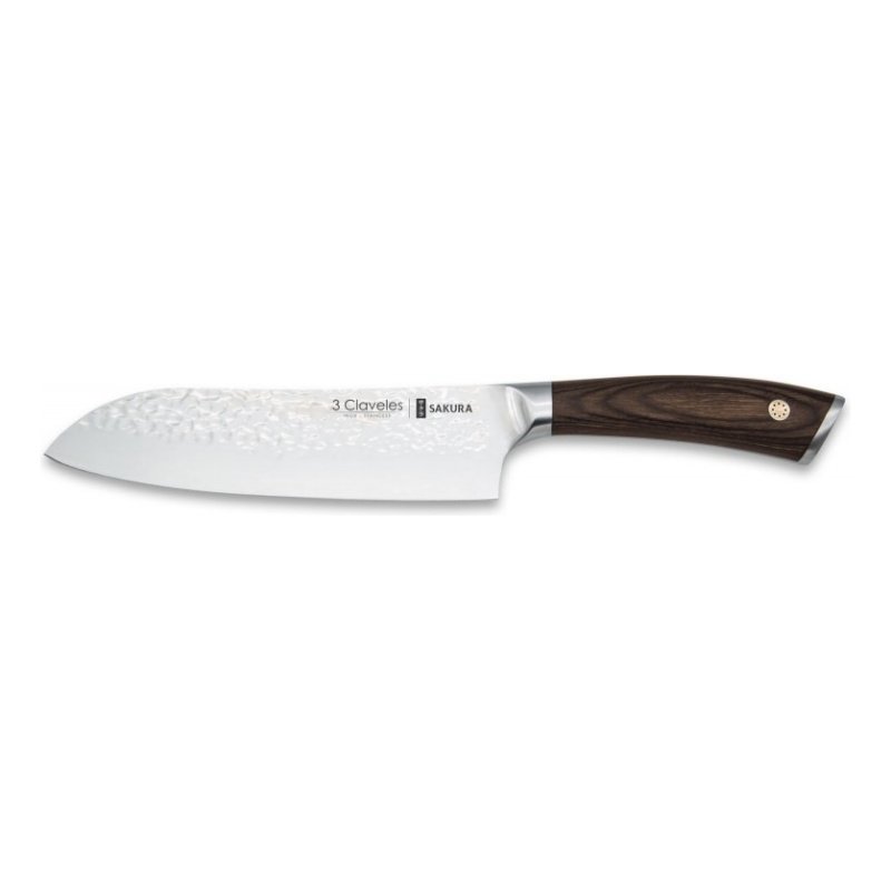 Cuchillo Santoku 17.5cm Sakura 3 Claveles - Madera