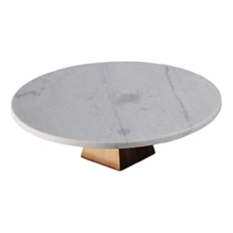 Plato Para Torta De Mármol Pie De Bamboo 30cm