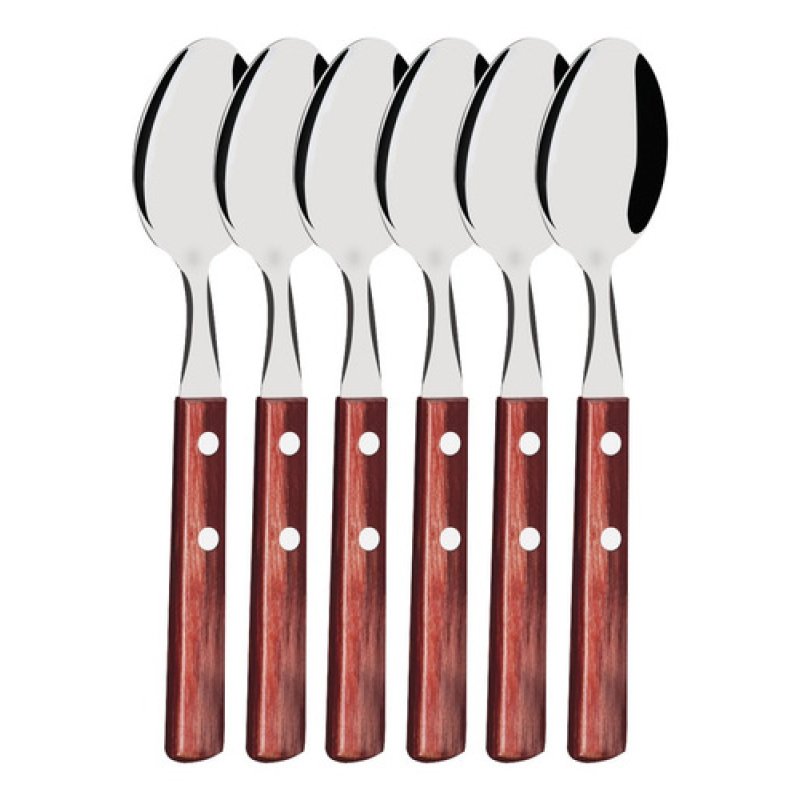 Cuchara Mesa X6 Unid Mango Madera Cerezo Polywood Tramontina