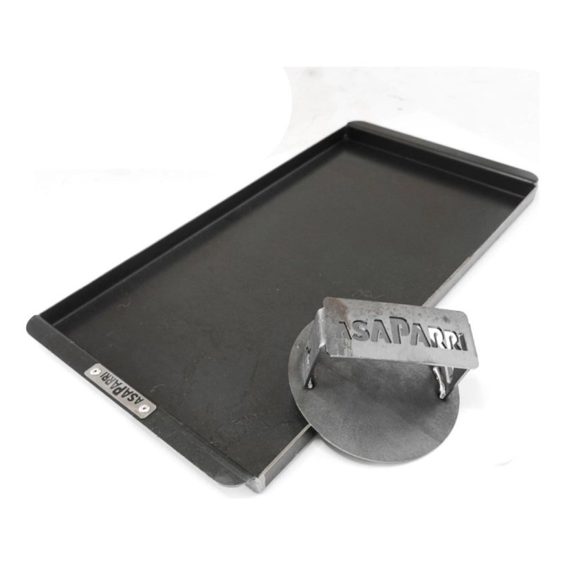 Kit Plancha Hierro + Smasher Para Hamburguesas Asaparri - Acero