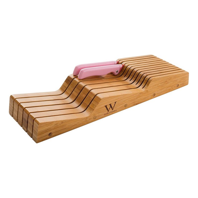 Porta Cuchillas Doble Para Cajon Bamboo Marrón