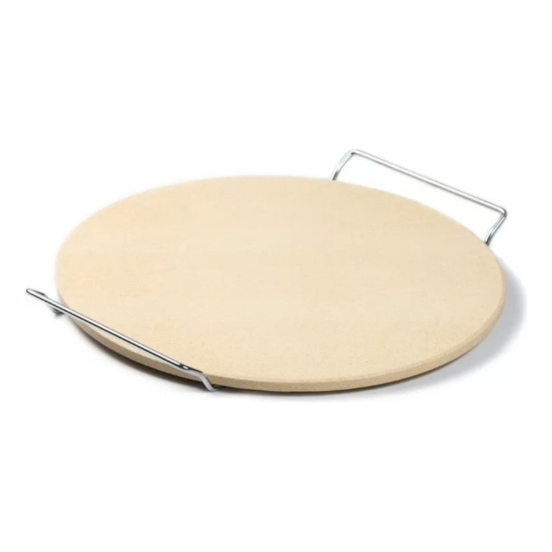 Piedra Refractaria Para Pizza 33cm Con Soporte Horno Microondas Parrilla Color Beige