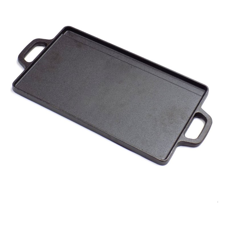 Plancha Reversible Grillada Y Lisa Fundición Para Parrilla L Color Negro