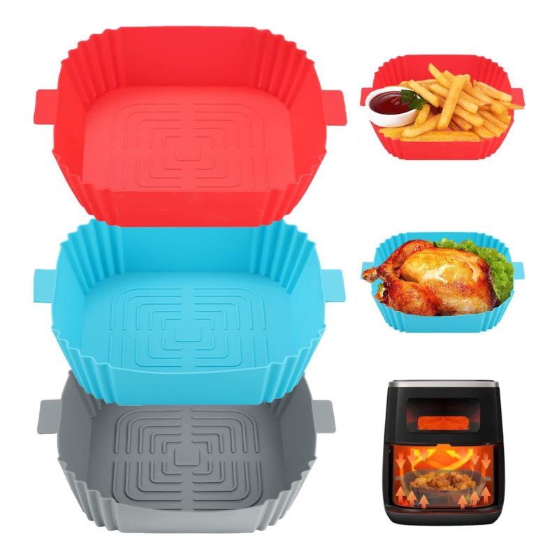 Cesto De Silicona Para Freidora De Aire 20 Cm Colores