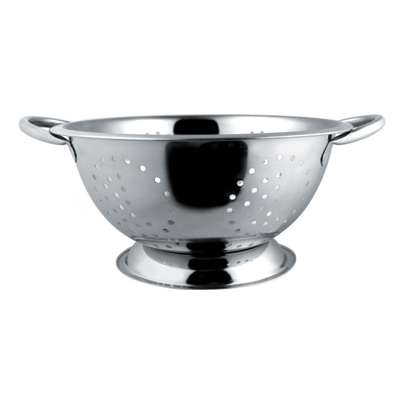 Colador Escurridor Pasta Fruta Verdura Ac Inox 28 Cm Cocina Color Plateado