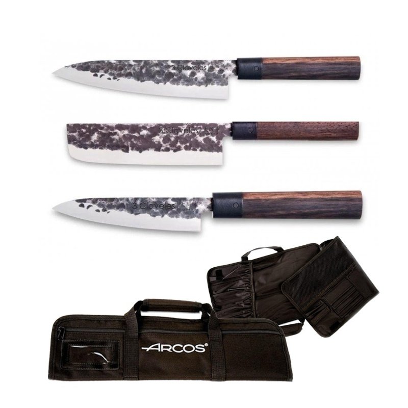 Set De 3 Cuchillos 3 Claveles Osaka + Funda Arcos