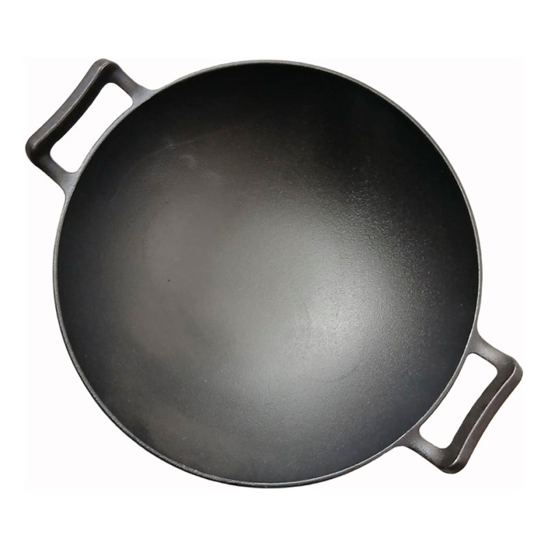 Wok Con Asas De Hierro Fundido 37cm Color Negro