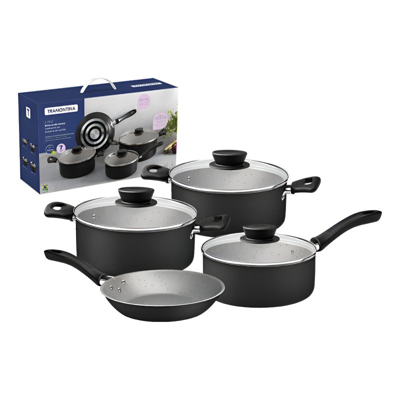 Batería De Cocina 7pz. Linz Negro Tramontina 28299/008 Eh