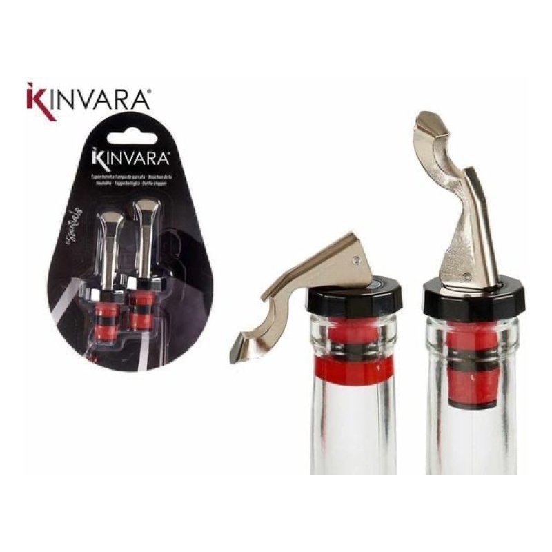 Set De 2 Tapones Para Vino Metal Silicona Kinvara
