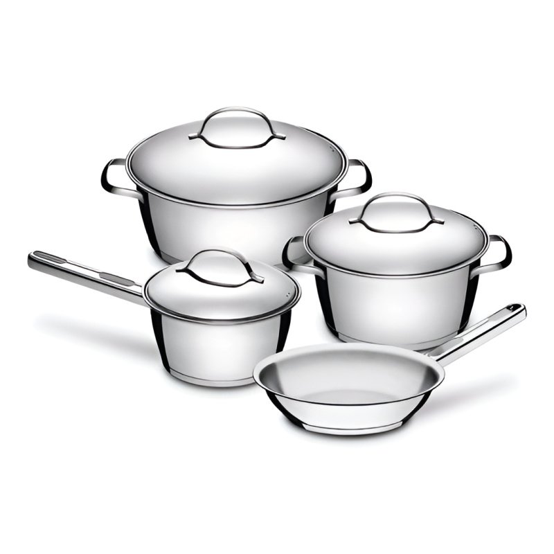 Juego Ollas Tramontina Acero Inoxidable Allegra 4 Piezas Color Plateado