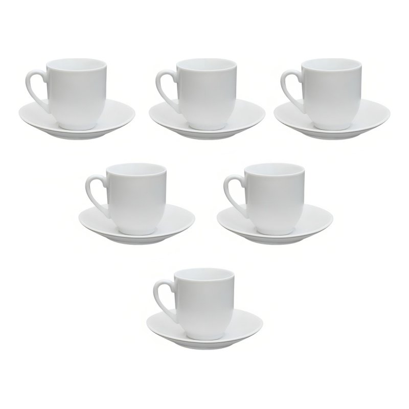 Taza De Cafe 90ml Con Plato 6 Unidades Blanca Selecta Blanco