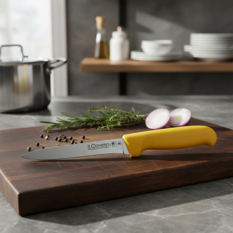 Cuchillo 3 Claveles Cocina Carnicero Deshuesar 15cm Amarillo
