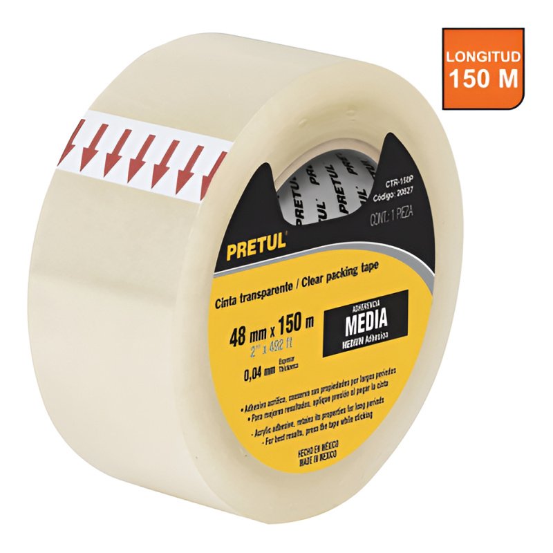 Cinta De Empaque Transparente, 150 M, Pretul 20527