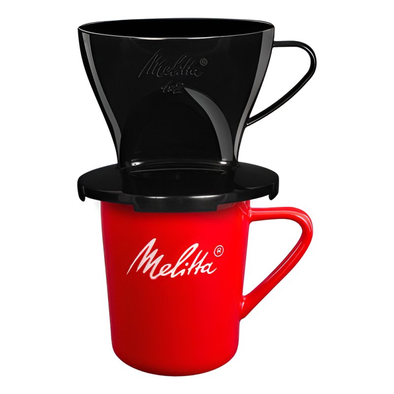 Set Taza Porcelana Mas Filtro Melitta Color Rojo