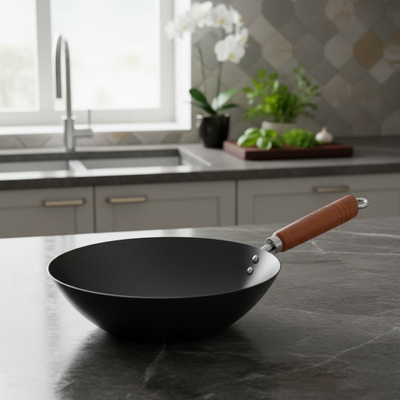 Wok Acero Antihaderente D27cm Mango Madera Ken Hom