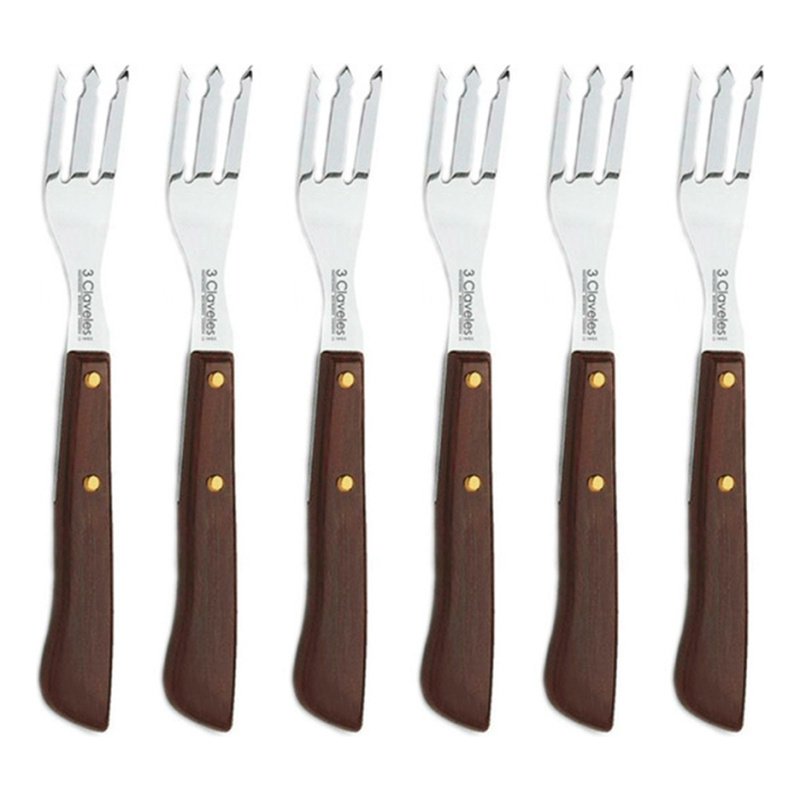 Set De 6 Tenedores De Mesa Madera 3 Claveles