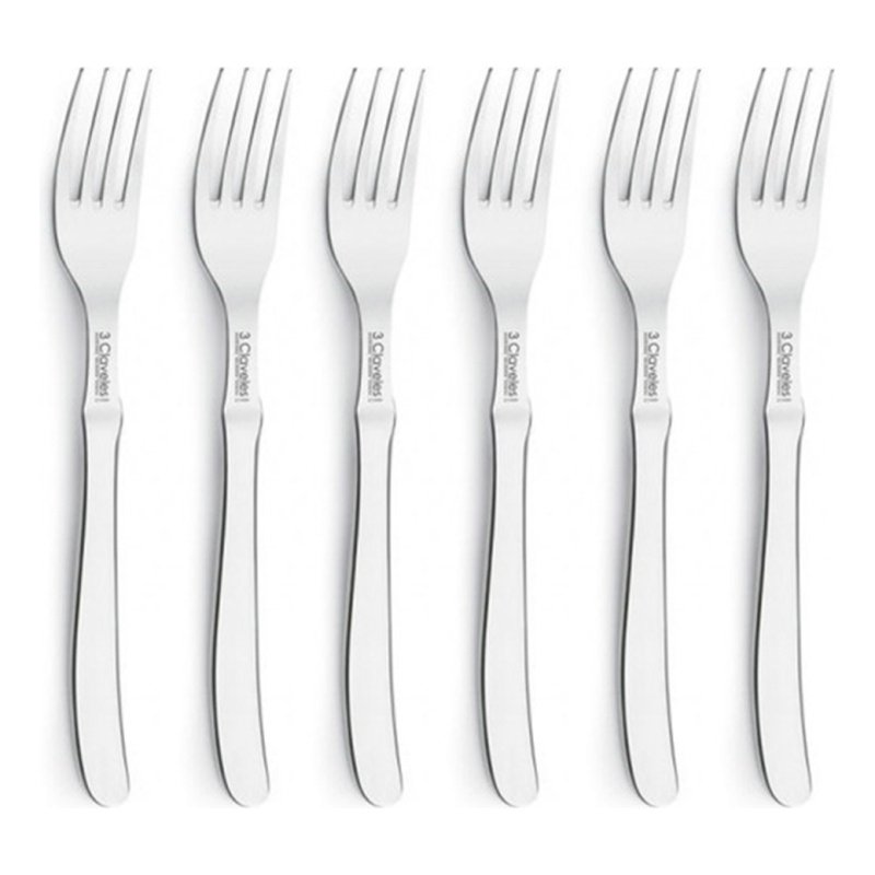 Set De 6 Tenedores De Mesa Acero Inoxidable 3 Claveles