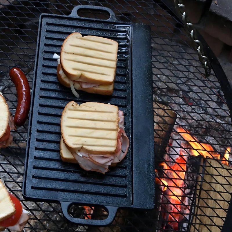 Plancha Reversible Grillada Y Lisa Hierro Fundido 50x24x1.5cm