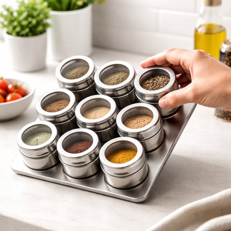 Especiero De Cocina 10 Piezas Acero Inoxidable Imantados