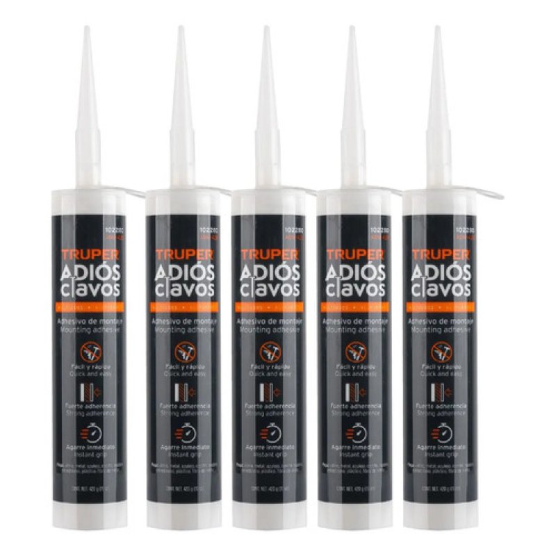 Kit 5 Adhesivos De Montaje Adiós Clavos, 420g, Truper 102280 Blanco