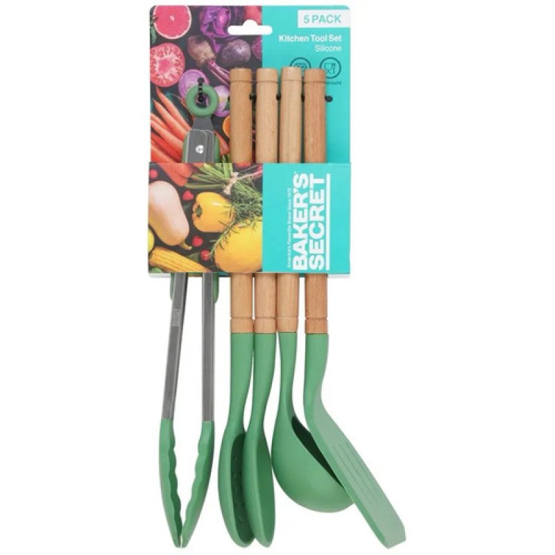 Juego 5 Piezas Utensilios Cocina Verde Cilantrobazar