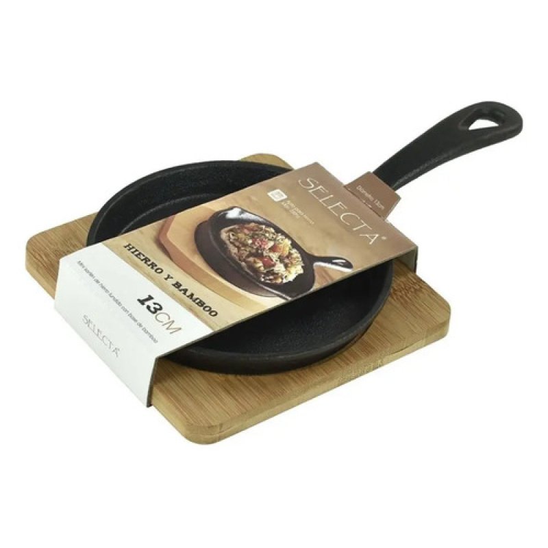 Mini Sarten D13cm Hierro C/base Bamboo Negro