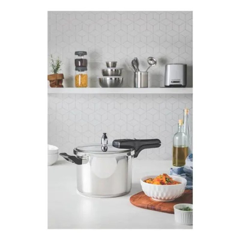 Olla A Presión Tramontina Brava De Acero Inox 22 Cm Y 6 L - Inox