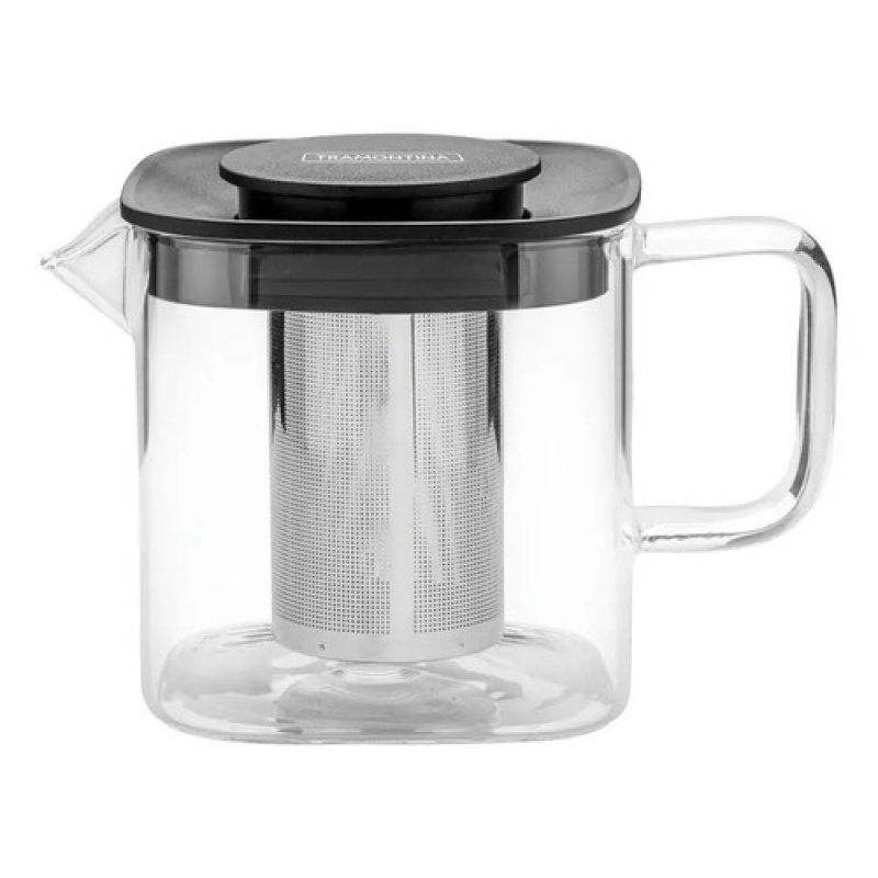 Tetera Tramontina Vidrio C Infusor Apta Fuego Directo 600ml Negro