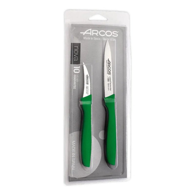 Cuchillos Mondador Arcos Nova Acero Inoxidable Nitrum Verde 2 Piezas