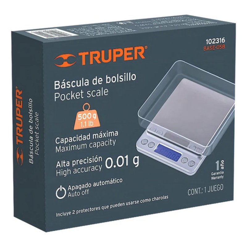 Balanza Digital De Bolsillo Super Precision 10x10cm Truper Color Plateado
