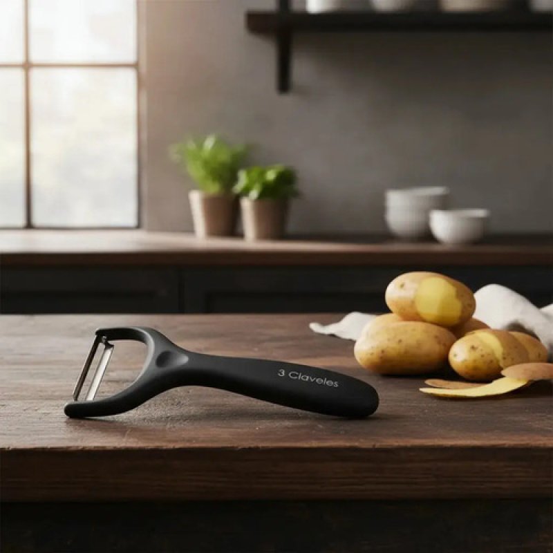 Pelapapa Horizontal 3 Claveles 15cm Acero Inoxidable Nylon 15cm
