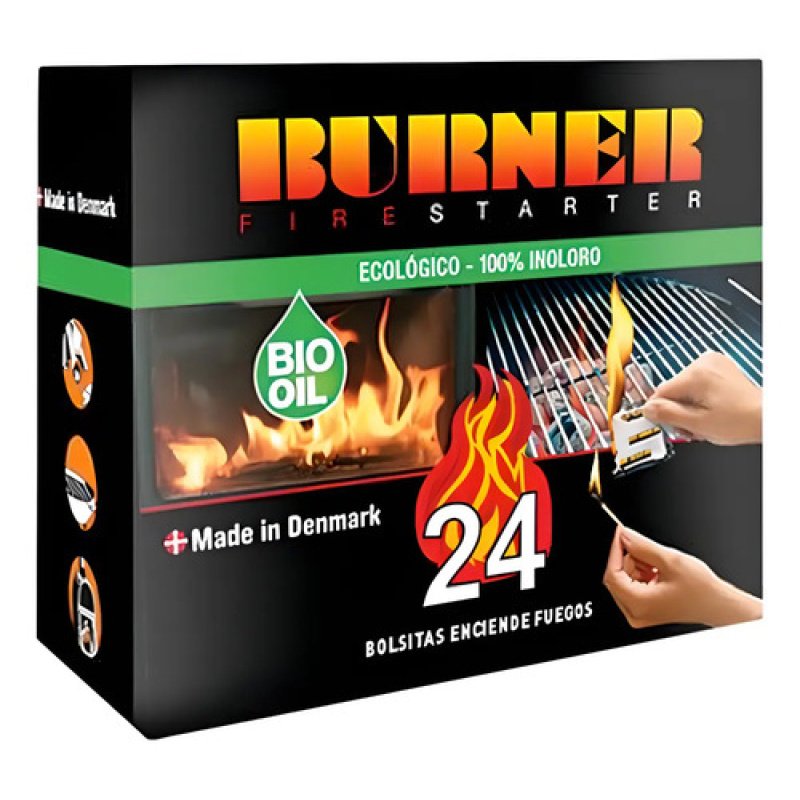 Iniciadores de Fuego Burner Bolsitas Ecológicas Para Chimeneas 24 Unidades