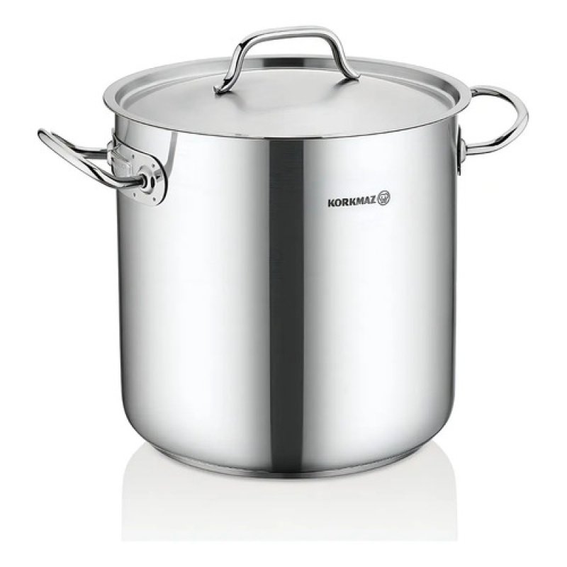 Cacerola Acero Inoxidable Korkmaz 16.5 Lts Con Tapa 28.5 Cm Plateado