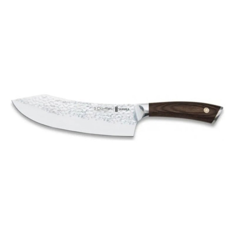 Cuchillo Cocinero 3 Claveles Sakura 20cm Hoja Curva Acero Inoxidable Marrón