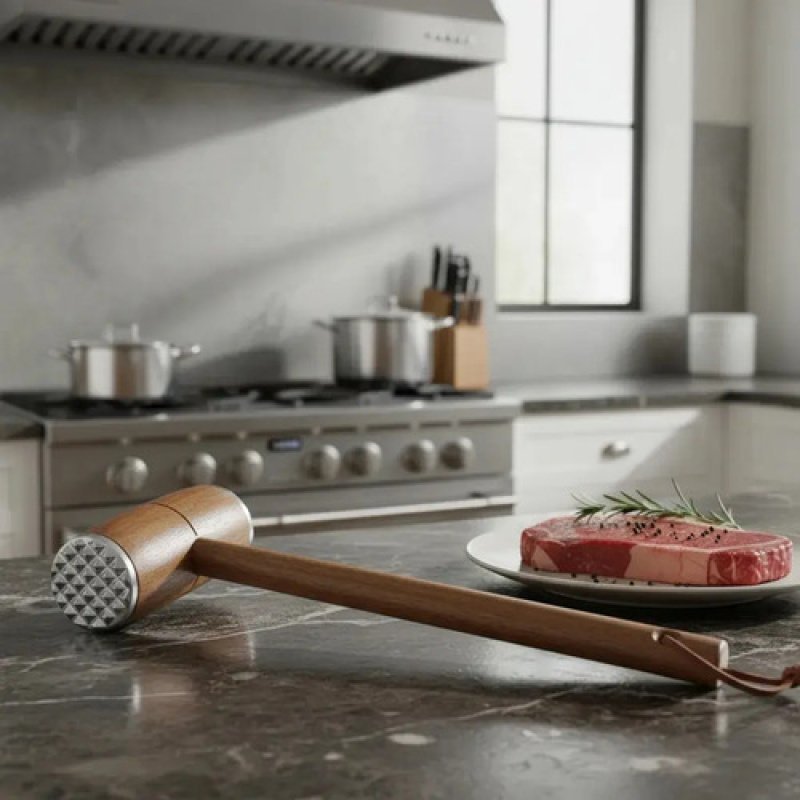 Martillo Tiernizador Carne Selecta Eco Madera Acacia Marrón Colgable