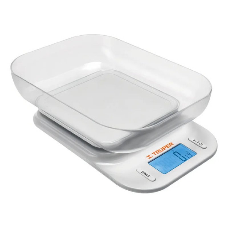 Báscula Digital Para Cocina Con Tazón 5kg Truper Base-5t Color Blanco 5 Kg