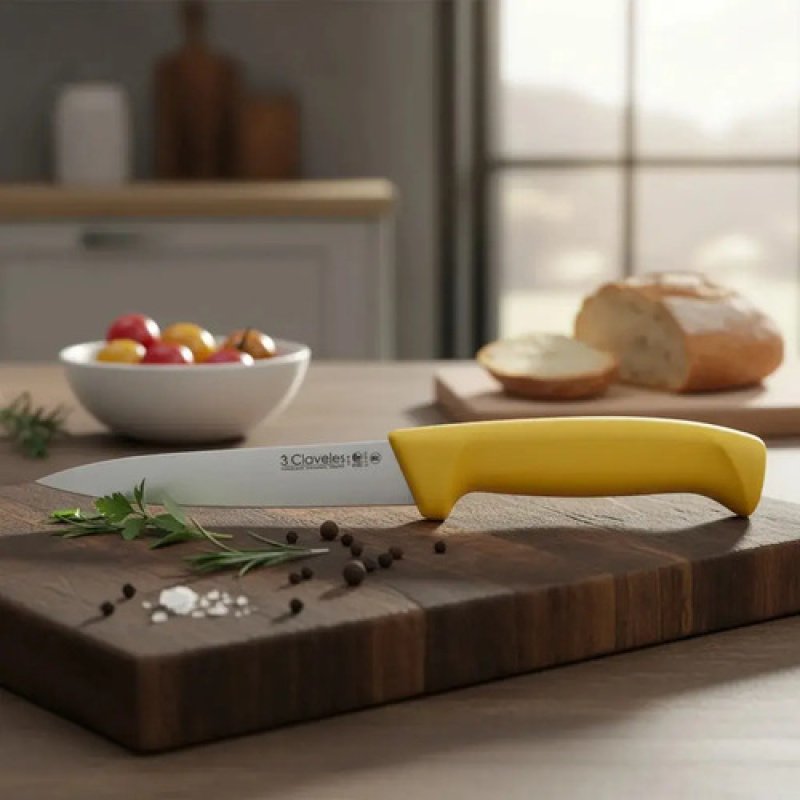 Cuchillo Carnicero 15cm 3 Claveles Mango Amarillo Cilantrobazar