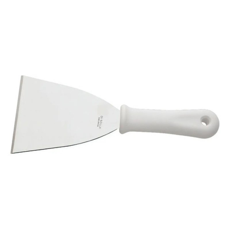 Espátula Recta Di Solle de Acero Inoxidable de 10 cm con Mango de Polipropileno Blanco