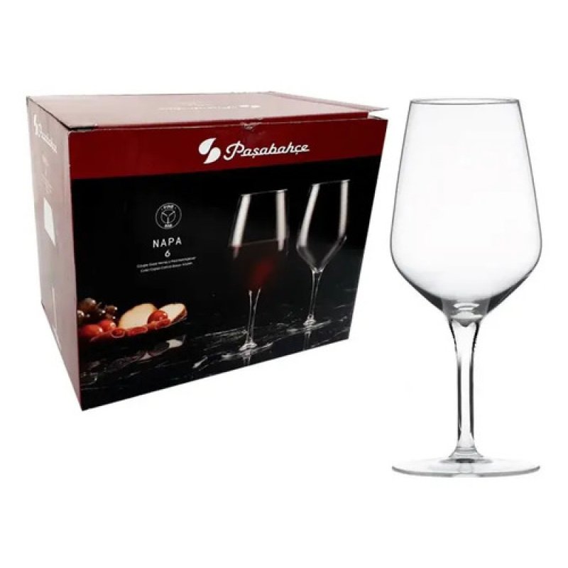 Set 6 Copas Vidrio Vino 470ml Napa Pasabahce Resistente Lavavajillas