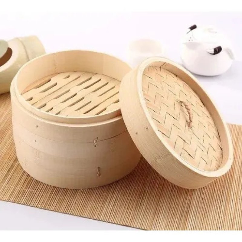 Vaporera De Bambu 2 Piezas 25x14cm Selecta Beige
